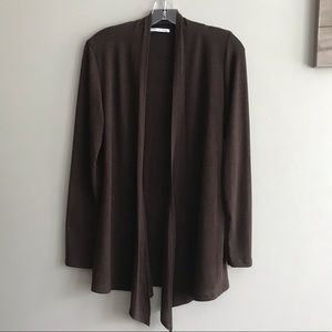 Chris & Carol Dark Brown Draped Open Cardigan S